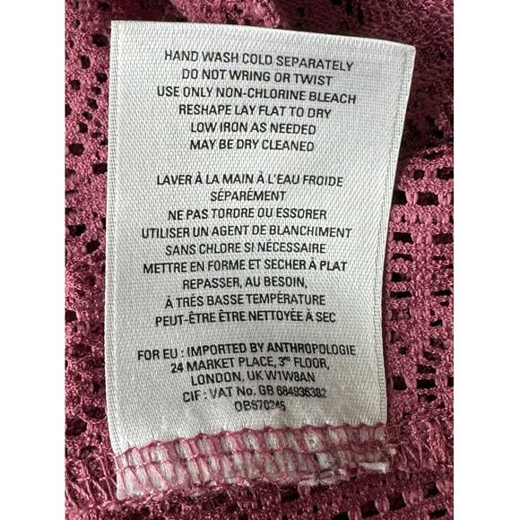 Akemi + Kin Anthropologie‎ Top Womens XS Small Bratton Lace Mauve Oversized Boho - Picture 8 of 8